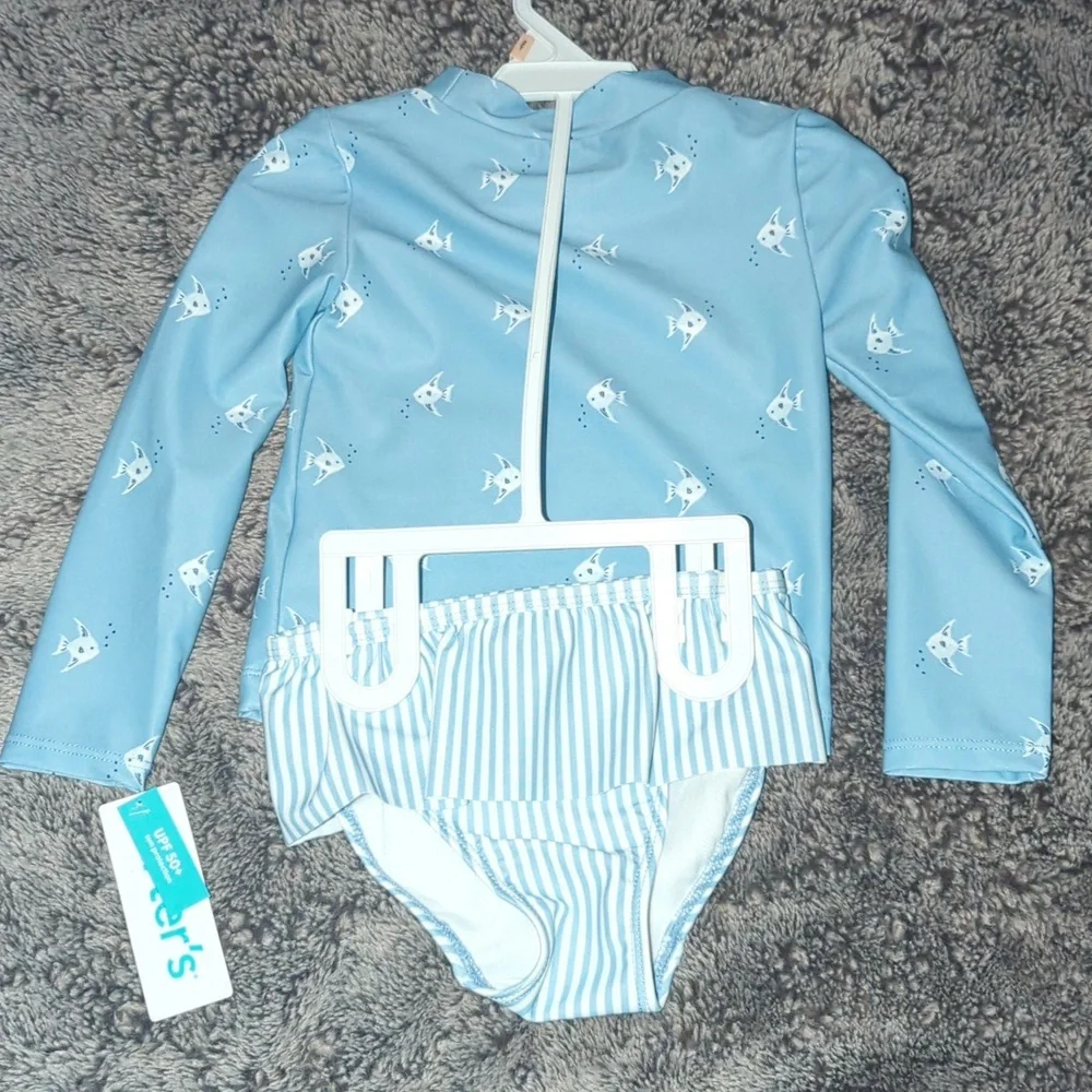CARTER'S Toddler Light Blue Shark Rashguard Set 2T NWT